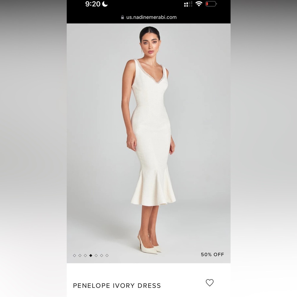 Penelope Ivory Dress - Elegant V-Neck Midi